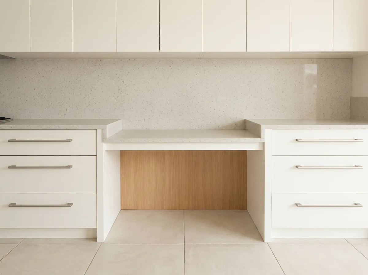 Accessible kitchen counter in Davie, FL run at two heights, with the lower surface left open to the floor