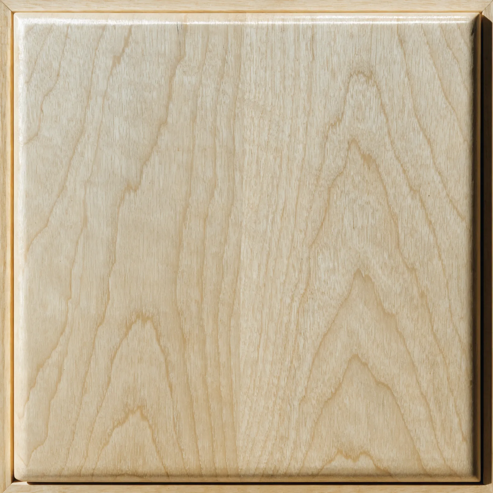 A clear coated maple door with its original wood color intact under a fresh satin film, grain and tone unchanged